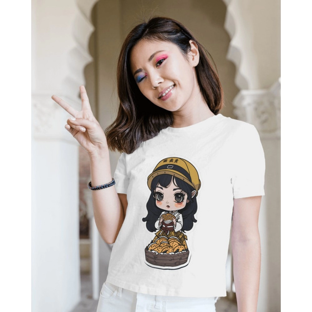 Cookies Girl | SABEZY ESSENTIALS Cotton Regular Women's T-Shirt | White