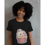 Cup Cake | SABEZY ESSENTIALS Cotton Regular Women's T-Shirt | Black