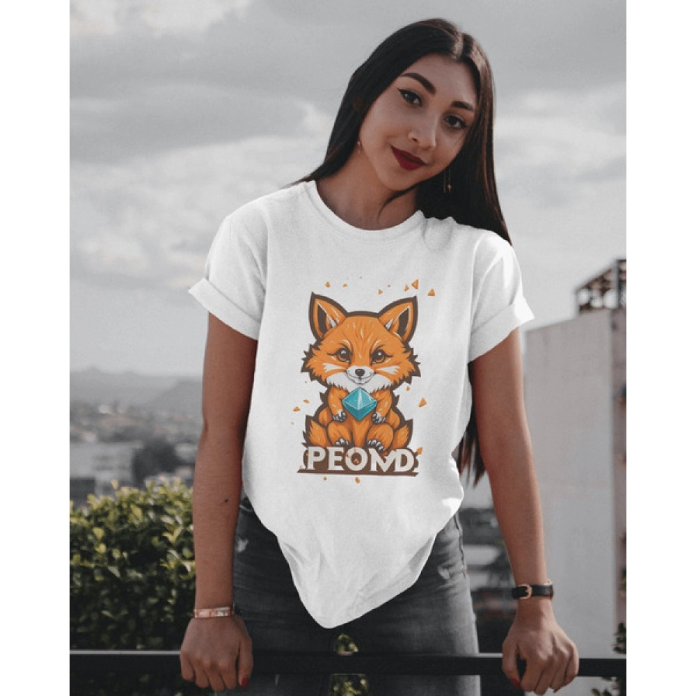 Diamond Fox | SABEZY ESSENTIALS Cotton Regular Women's T-Shirt | White