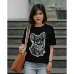 Dog Puppy | SABEZY ESSENTIALS Cotton Regular Women's T-Shirt | Black