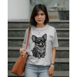 Dog Puppy | SABEZY ESSENTIALS Cotton Regular Women's T-Shirt | White