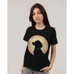 Dog Shadow | SABEZY ESSENTIALS Cotton Regular Women's T-Shirt | Black