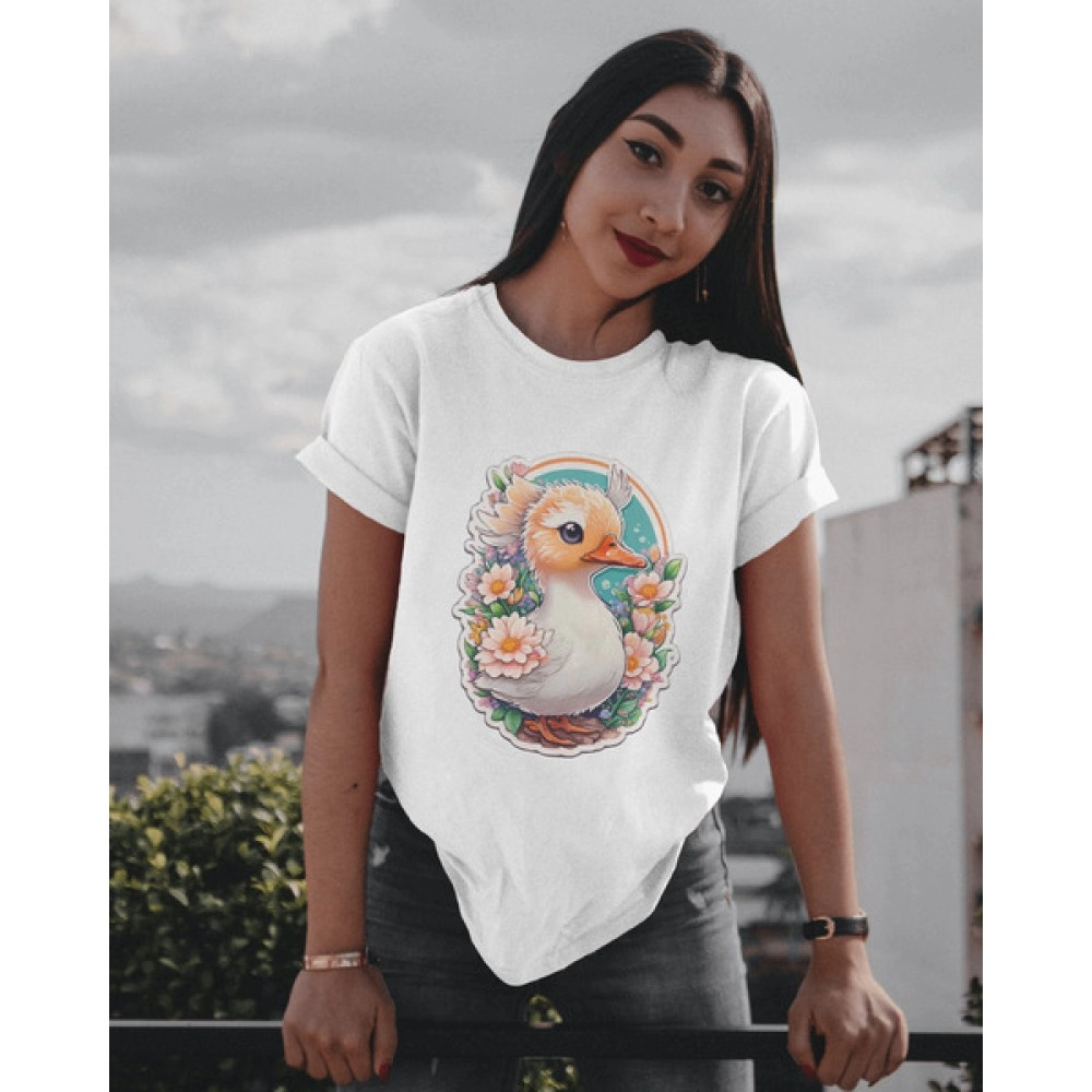 Duck Duck| SABEZY ESSENTIALS Cotton Regular Women's T-Shirt | White