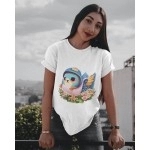 Flower Twitty | SABEZY ESSENTIALS Cotton Regular Women's T-Shirt | White