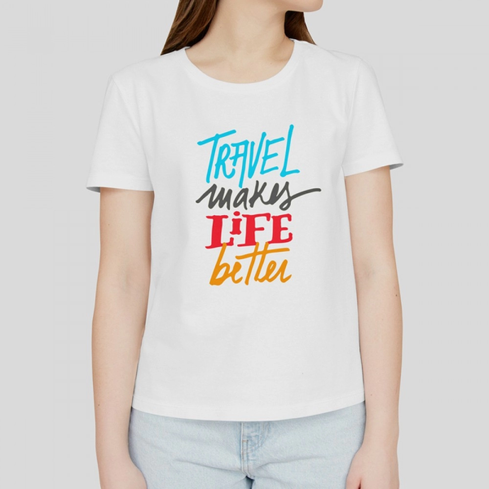 Travel Makes Life Better | Free Size White T-shirt