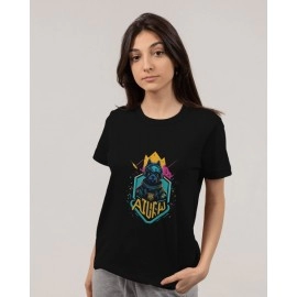 Game Wolf | SABEZY ESSENTIALS Cotton Regular Women's T-Shirt | Black