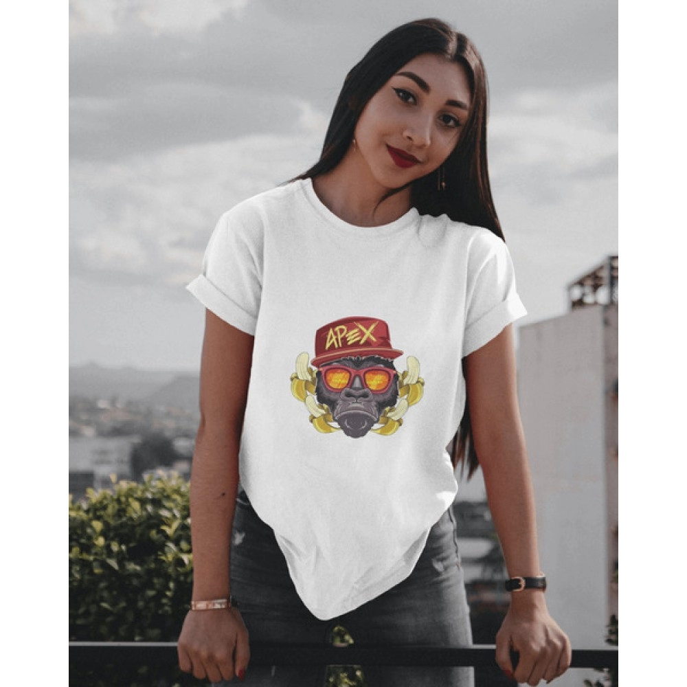Gangster Gorilla | SABEZY ESSENTIALS Cotton Regular Women's T-Shirt | White