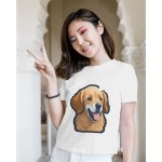 Golden Retriever | SABEZY ESSENTIALS Cotton Regular Women's T-Shirt | White