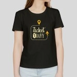 Ticket 1 Way | Graphic Print Women Round Neck Black T-Shirt