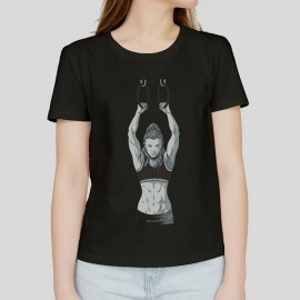 Exercising Women | Graphic Printed Women's Black Tshirt