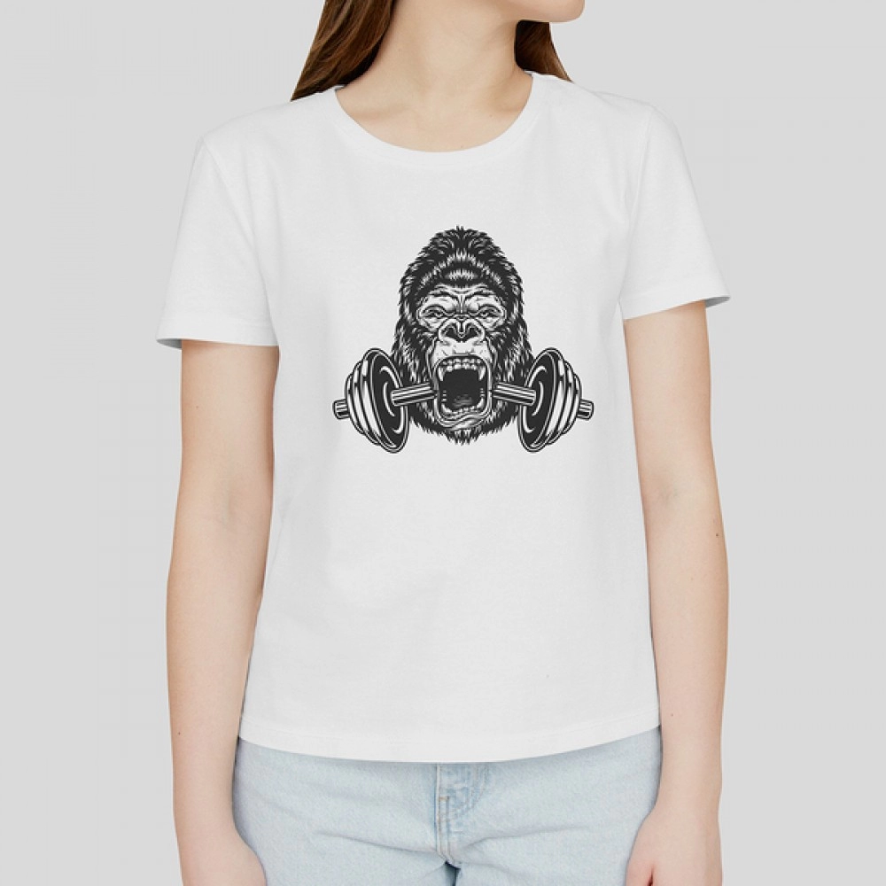 Gorilla Fitness | Half Sleeves Women's White Tshirt