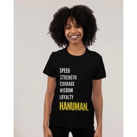 Hanuman | SABEZY ESSENTIALS Cotton Regular Women's T-Shirt | Black