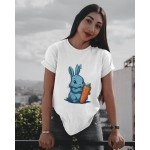 Happy Bunny | SABEZY ESSENTIALS Cotton Regular Women's T-Shirt | White
