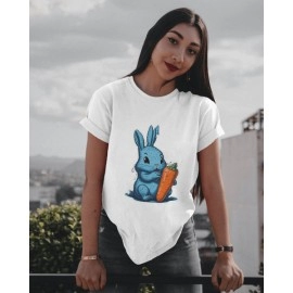 Happy Bunny | SABEZY ESSENTIALS Cotton Regular Women's T-Shirt | White