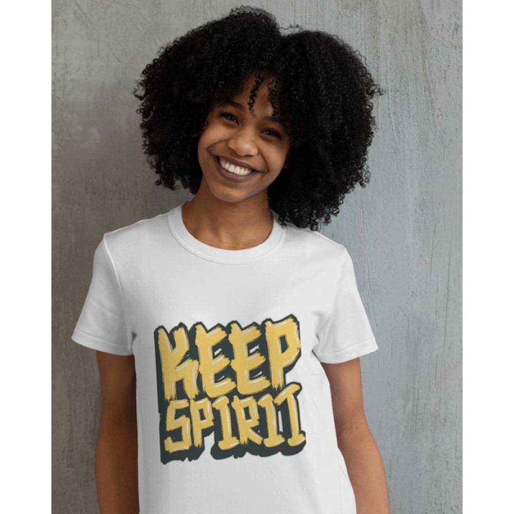 Keep Spirit | SABEZY ESSENTIALS Cotton Regular Women's T-Shirt | White 