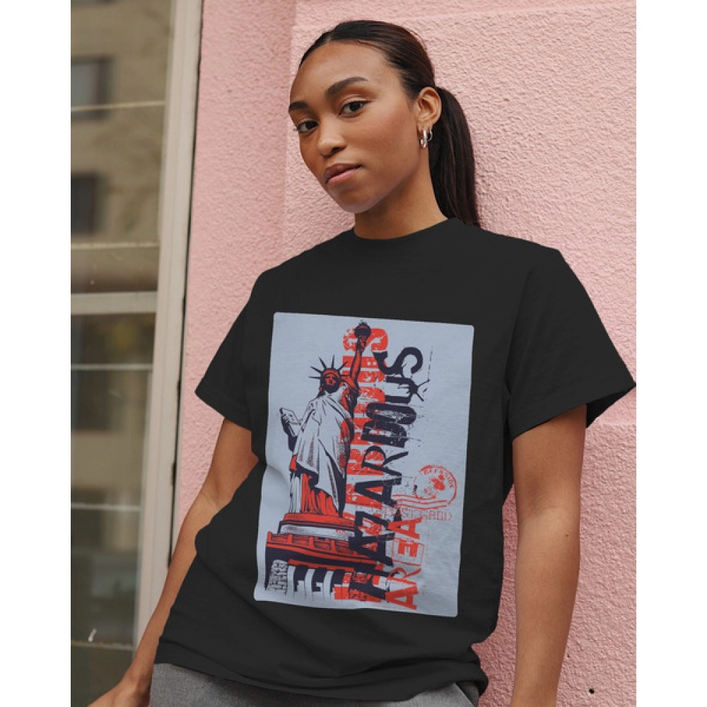 Liberty | SABEZY ESSENTIALS Cotton Regular Women's T-Shirt | Black