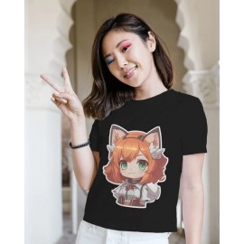 Little Girl | SABEZY ESSENTIALS Cotton Regular Women's T-Shirt | Black