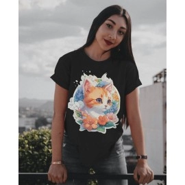 Little kitten | SABEZY ESSENTIALS Cotton Regular Women's T-Shirt | Black