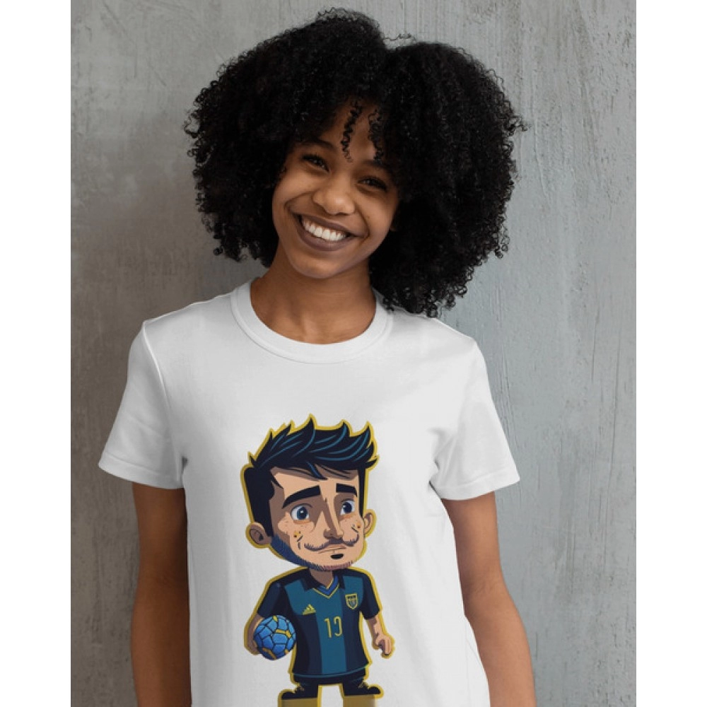 Messi Magic | SABEZY ESSENTIALS Cotton Regular Women's T-Shirt | White