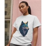 Mountain Wolf | SABEZY ESSENTIALS Cotton Regular Women's T-Shirt | White