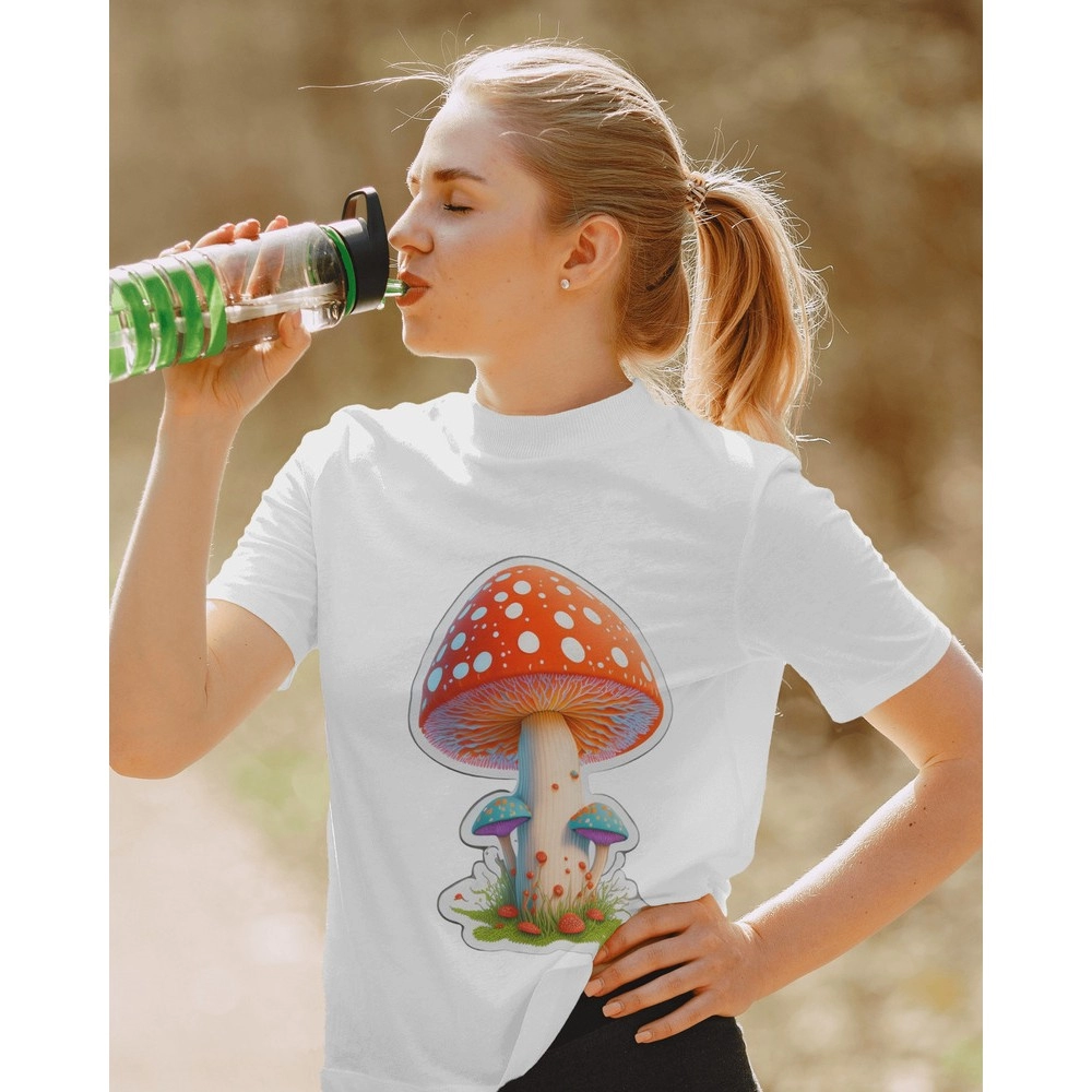Mushrooms | SABEZY ESSENTIALS Cotton Regular Women's T-Shirt | White
