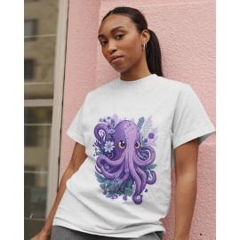 Octopus | SABEZY ESSENTIALS Cotton Regular Women's T-Shirt | White