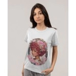 Pink Young Lady | SABEZY ESSENTIALS Cotton Regular Women's T-Shirt | White