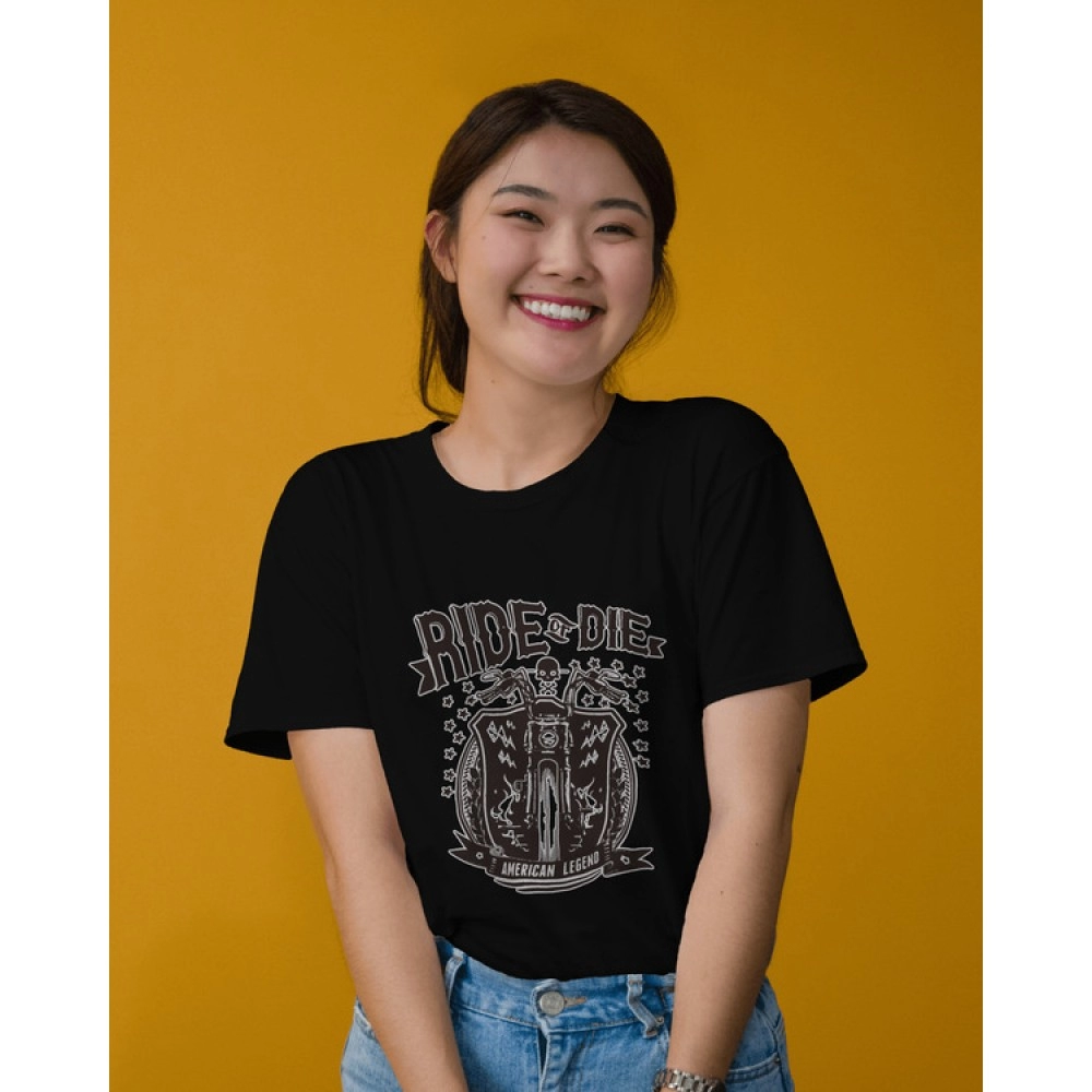 Ride Die | SABEZY ESSENTIALS Cotton Regular Women's T-Shirt | Black