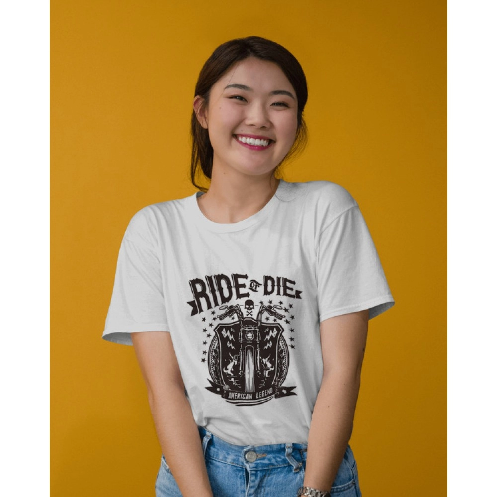Ride Die | SABEZY ESSENTIALS Cotton Regular Women's T-Shirt | White