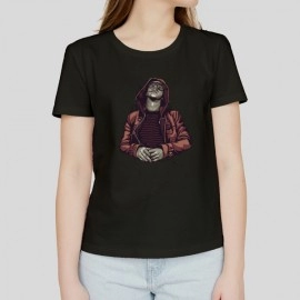 Desperate Smoker | Round Neck Women's Black T-shirt