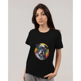 Splash Dog | SABEZY ESSENTIALS Cotton Regular Women's T-Shirt | Black