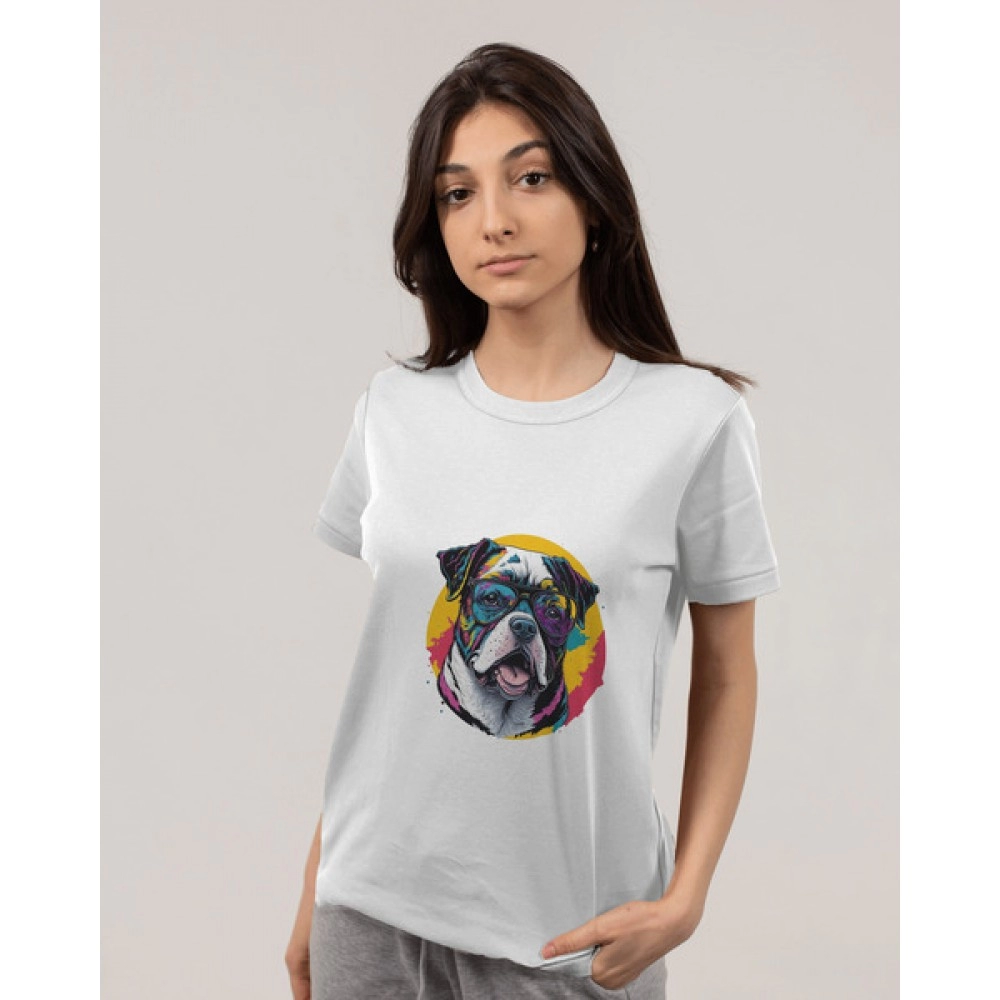 Splash Dog | SABEZY ESSENTIALS Cotton Regular Women's T-Shirt | White