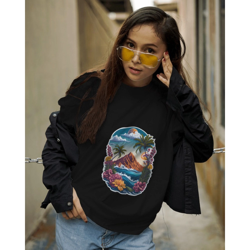 Spring Summer | SABEZY ESSENTIALS Cotton Regular Women's T-Shirt | Black