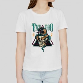 Tattoo | Slim Fit Womens White T-shirt