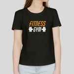 Fitness Gym | Women Black Printed T-shirt