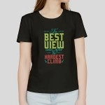 Best View| Women Printed Round Neck Pure Cotton Black T-Shirt