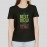Best View| Women Printed Round Neck Pure Cotton Black T-Shirt
