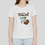 Travel With No Regret | Women Solid Cotton White T-shirt