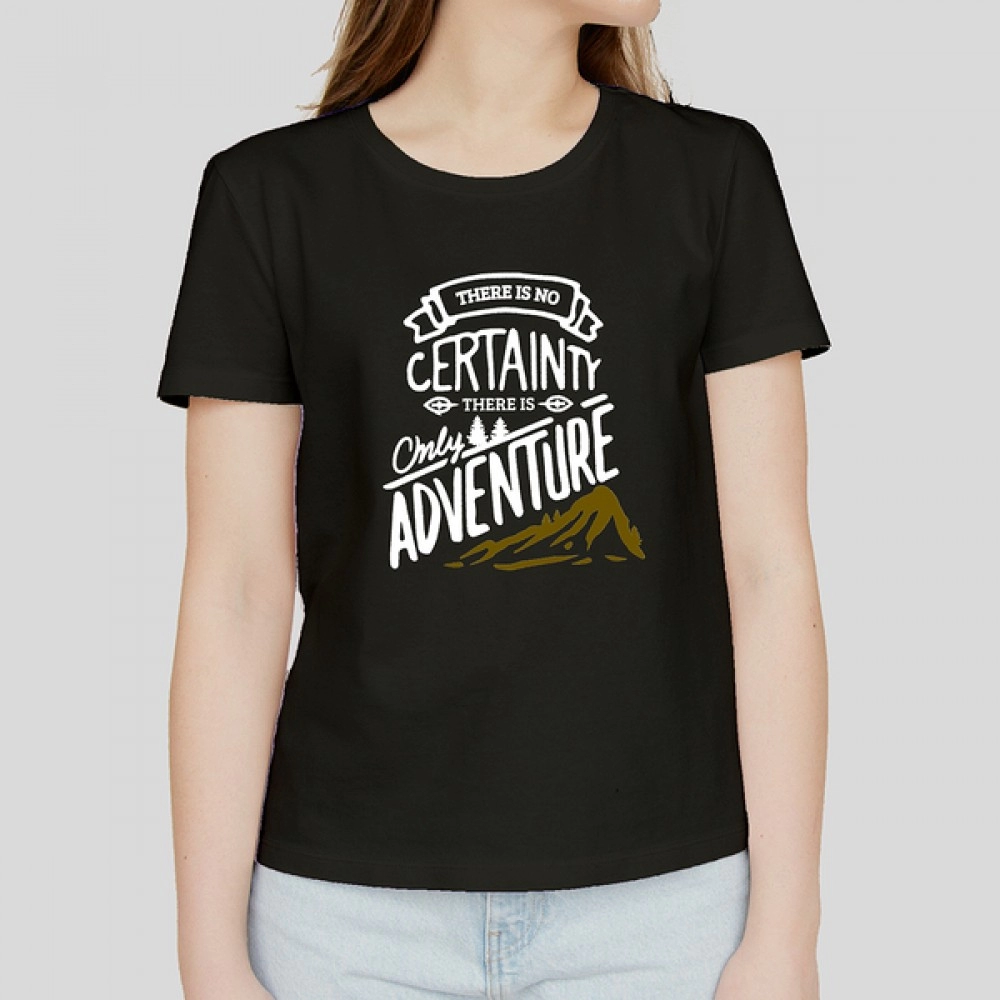 Only Adventure | Womens 100% Cotton Regular Black T-Shirt
