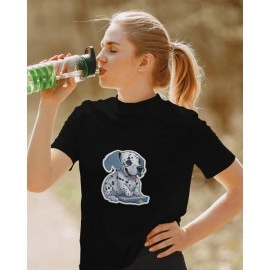 Baby Dalmatian | SABEZY ESSENTIALS Cotton Regular Women's T-Shirt | Black