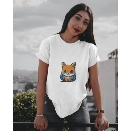 Baby Fox | SABEZY ESSENTIALS Cotton Regular Women's T-Shirt | White