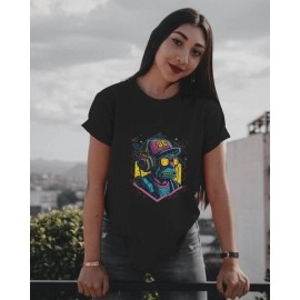 Funky Monkey | SABEZY ESSENTIALS Cotton Regular Women's T-Shirt | Black