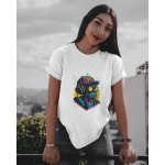 Funky Monkey | SABEZY ESSENTIALS Cotton Regular Women's T-Shirt | White