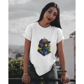 Funky Monkey | SABEZY ESSENTIALS Cotton Regular Women's T-Shirt | White