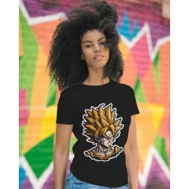 Goku | SABEZY ESSENTIALS Cotton Regular Women's T-Shirt | Black