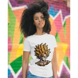 Goku | SABEZY ESSENTIALS Cotton Regular Women's T-Shirt | White