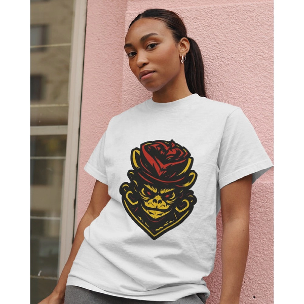 Monkey Magic | SABEZY ESSENTIALS Cotton Regular Women's T-Shirt | White