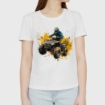 Motor Rider | SABEZY ESSENTIALS Cotton Regular Women's T-Shirt | White