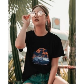 Porsche Car | SABEZY ESSENTIALS Cotton Regular Women's T-Shirt | Black