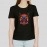 Devils Samurai | Printed Round Neck Women's Black T-shirt